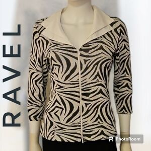 VTG RAVEL Mesh Zebra Print Double Wing Collar Zipper Shacket